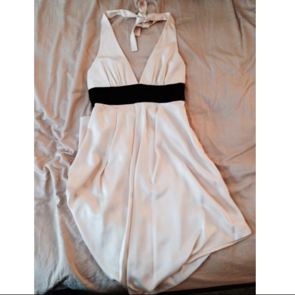 BCBG Cream and Black Halter Dress. - Picture 3 of 8